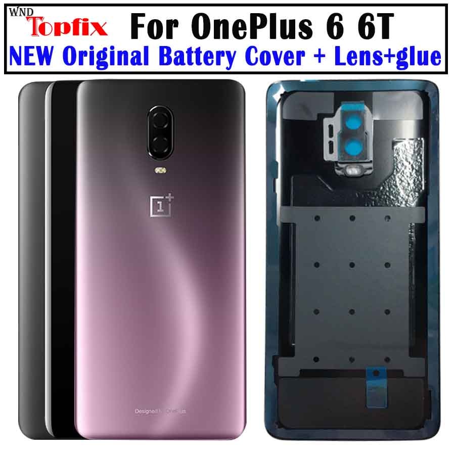 Original Glass For OnePlus 6 6T Back Battery Cover Door Rear Glass Oneplus 7 Pro Battery Cover 1+6T Housing Case + Camera Lens