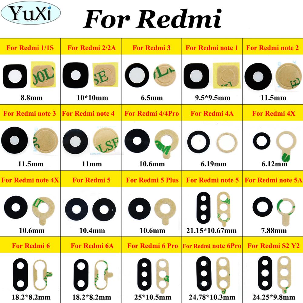 YuXi For Xiaomi for Redmi 1 1S 2A 3 4A 4X 4 4 pro 6A 5 Plus for Redmi note 2 3 4 5 5A Rear Back Camera Glass Lens Cover Adhesive