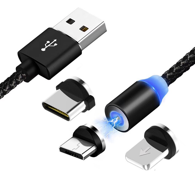 Magnetic USB Cable Charger Cable Wire Fast Charging LED Type-C Micro USB For iPhone Samsung USB Cord