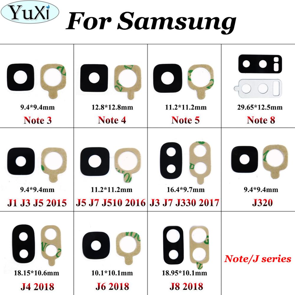 YuXi For Samsung Galaxy J5 J3 J7 J320 J4 J6 J8 2015 2016 2017 2018 Note 4 5 3 8 Rear Back Camera Glass Lens Cover With Adhesive