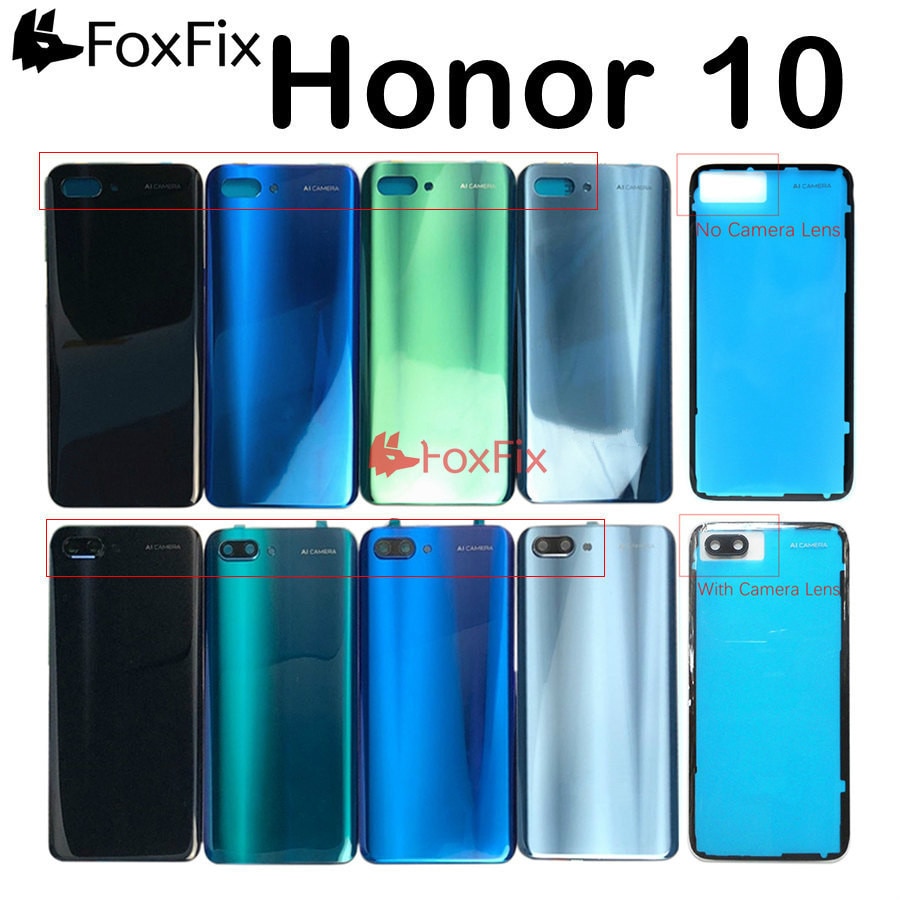 Back Glass For Huawei honor 10 Back Cover Housing with Rear Camera Lens For Honor 10 Battery Door Back Cover COL-L29 Replacement