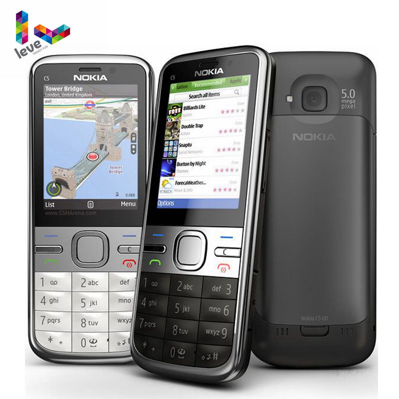 Original Nokia C5 Unlocked Nokia C5-00 C5-00i 3.15&5MP Bluetooth Support Russian&Hebrew&Arabic Keyboard Refurbished Mobile Phone