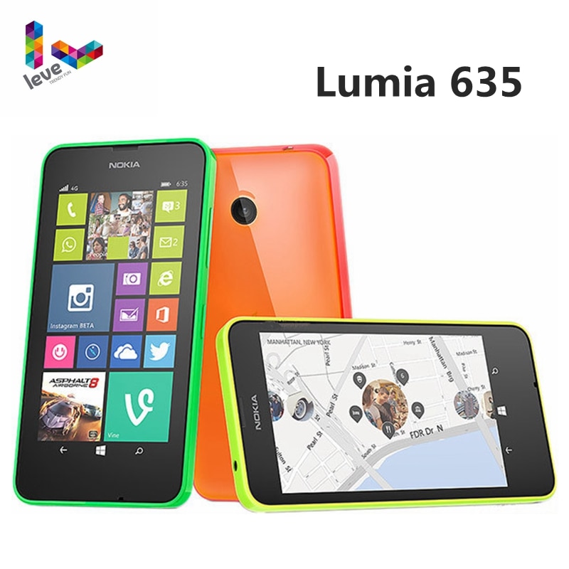 Original Nokia Lumia 635 4G LTE Unlock Cell Phone Windows OS 4.5" Quad Core 8G ROM 5.0MP WIFI GPS Mobile Phone