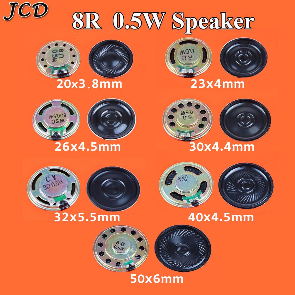 JCD 8R 0.5W 8Ohm Horn Round Speaker Loud Speaker Buzzer Ringer diameter 20mm 23mm 26mm 30mm 32mm 40mm 50mm Small Loudspeaker