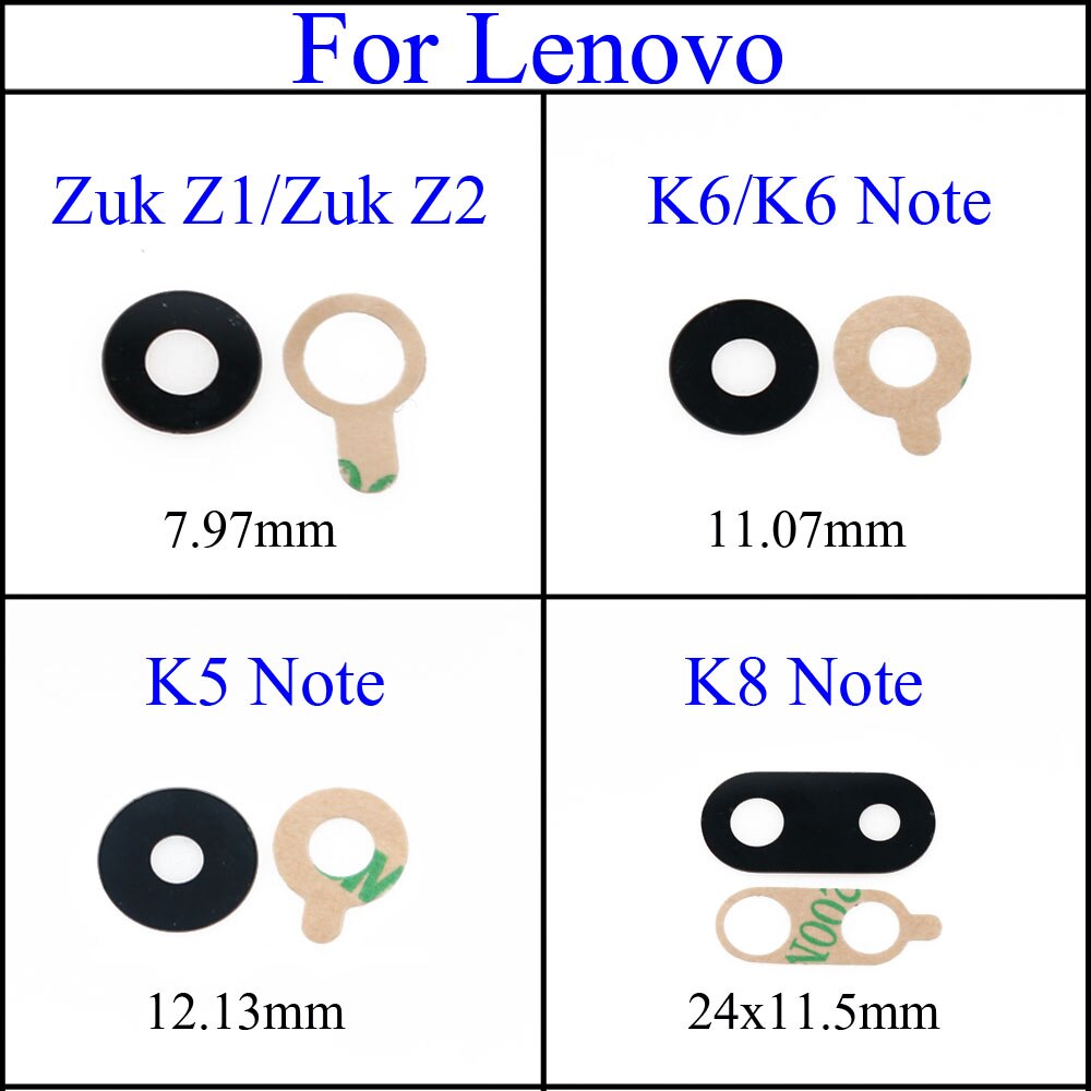 YuXi For Lenovo Zuk Z1/Z2 K5 K6 K8 Note Rear Camera Glass Lens Back Camera Lens Glass Cover Repairs With Glue Adhesive