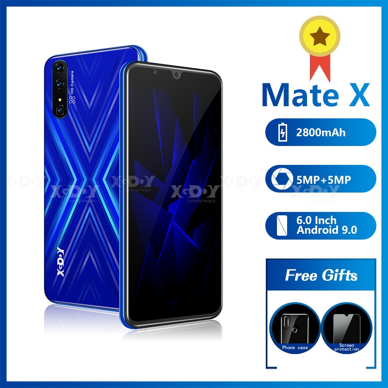 XGODY mateX 3G Smartphone Android 9.0 18:9 qHD MTK6580 2GB16GB 2800mAh Dual SIM 5.0MP Camera GPS WiFi 6" unlocked Mobile Phones