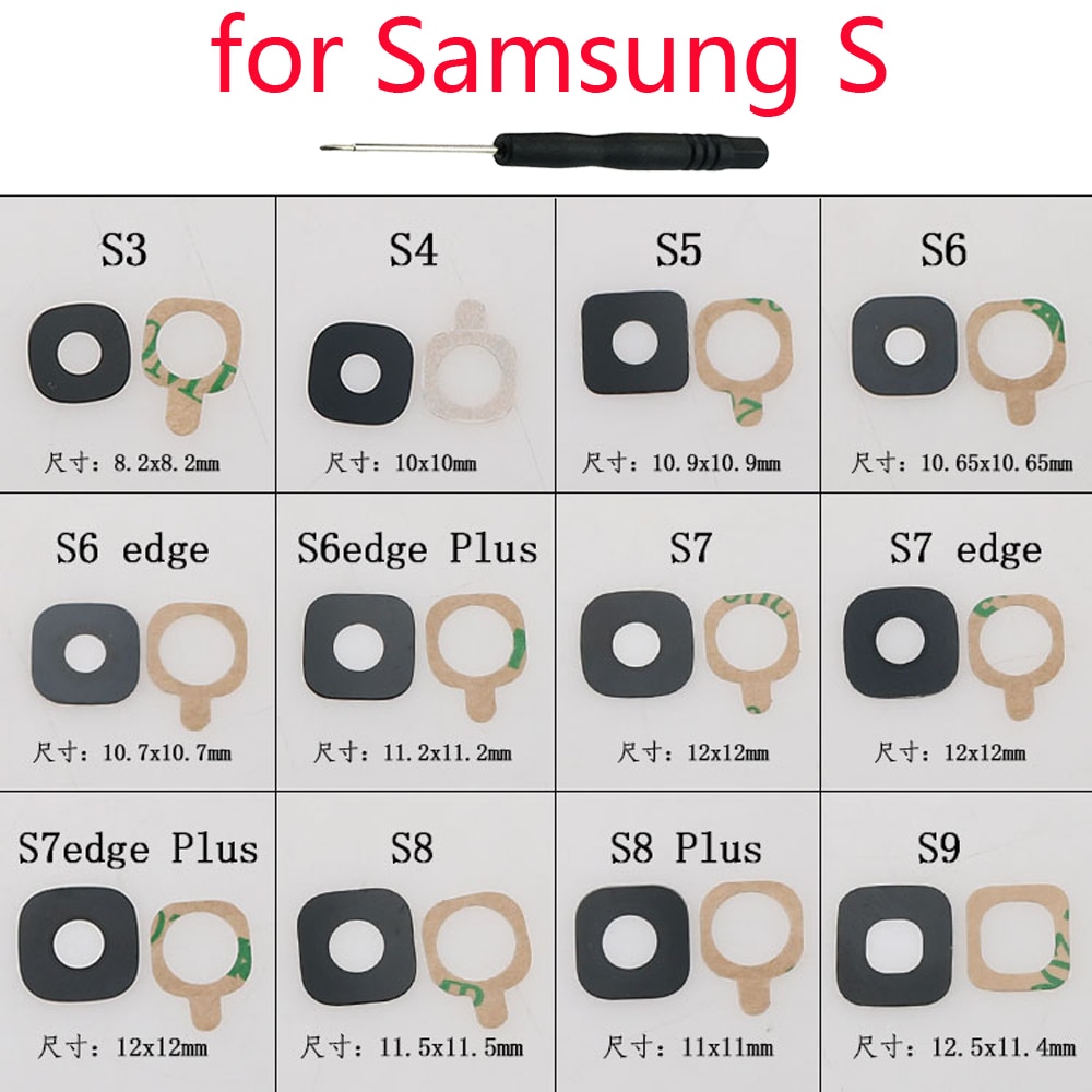 Camera Glass Lens For Samsung S2 S3 S4 S5 S6 Edge S7 Edge S8 S9 Plus Phone Housing Back Camera Safety Glass With Glue + Tools