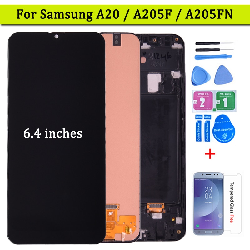 6.4'' For Samsung Galaxy A20 LCD Display With Touch Screen Digitizer Assembly For Samsung A205 SM-A205F A205FN Free shipping