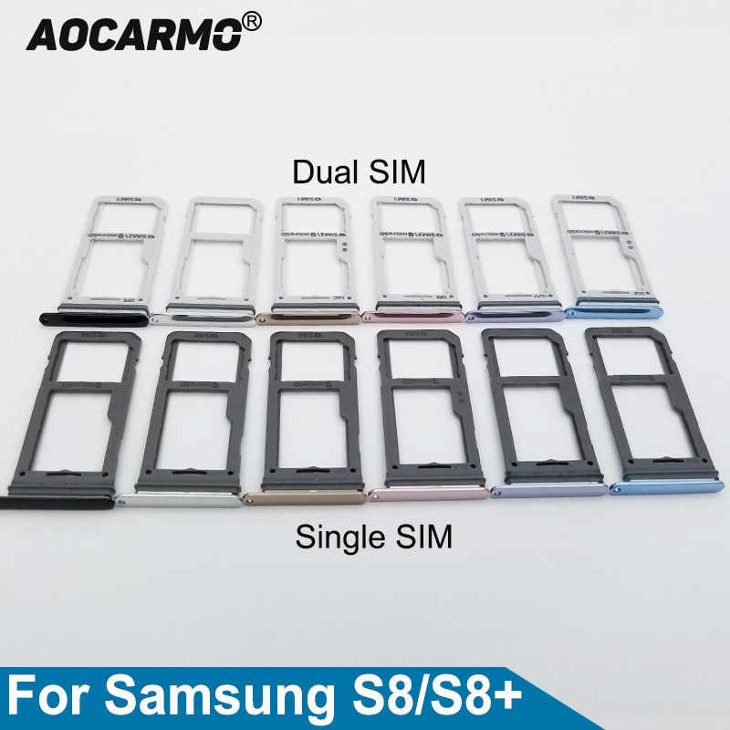 Aocarmo Single/Dual Metal Plastic Nano Sim Card Tray Slot Holder For Samsung Galaxy S8 SM-G9500 G950F S8 Plus SM-G955 S8+