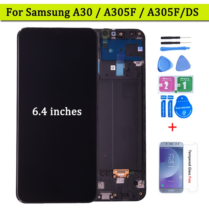 6.4'' Display For SAMSUNG GALAXY A30 A305/DS A305FN LCD Display with Touch Screen Digitizer Assembly For Samsung A30S A307 LCD