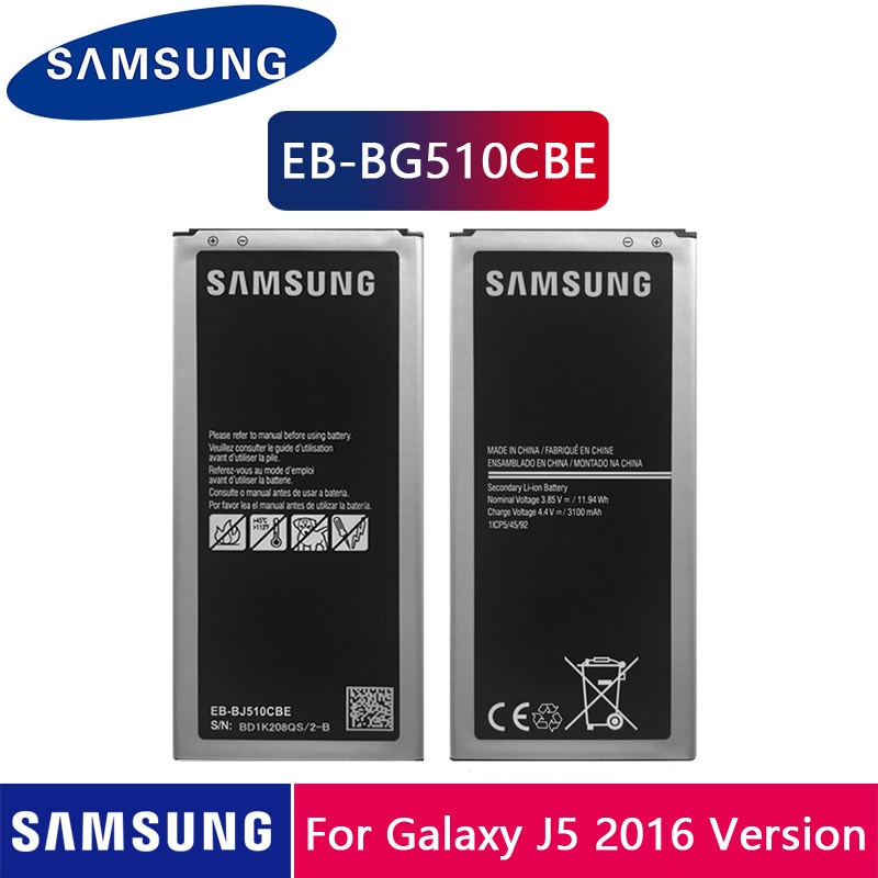 Samsung Original Battery EB-BJ510CBC For Samsung Galaxy J5 2016 Edition J5 2016 J510 J510FN J510F J510G EB-BJ510CBE 3100mAh