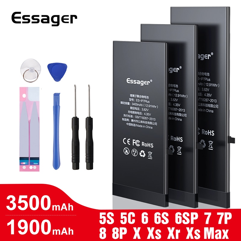 Essager Original Battery High Capacity Relacement Bateria Rechargeable Mobile Phone Baterie For iPhone X 5s 5c 6 S 6s 7 8 Plus