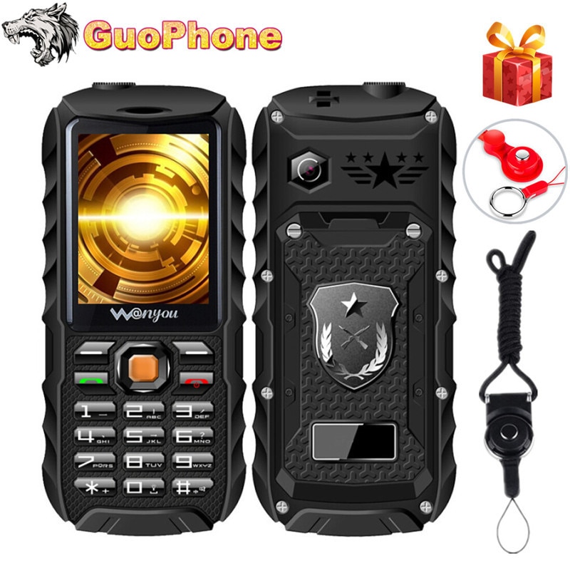 Power Bank Mobile Phone 2.4" WaterProof Shockproof Loud Speaker Strong Flashlight Dual SIM MP3 3800MAH Outdoor Rugged Cell Phone