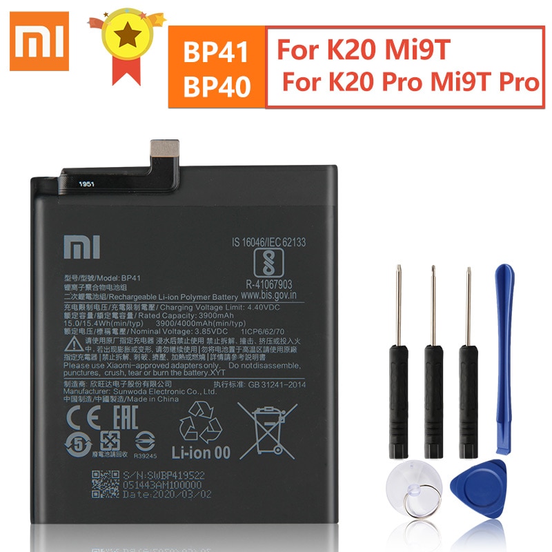 Original Replacement Battery BP41 BP40 For Xiaomi Redmi K20 Pro Mi 9T Pro Mi9T Redmi K20Pro Premium Genuine Battery 3900mAh