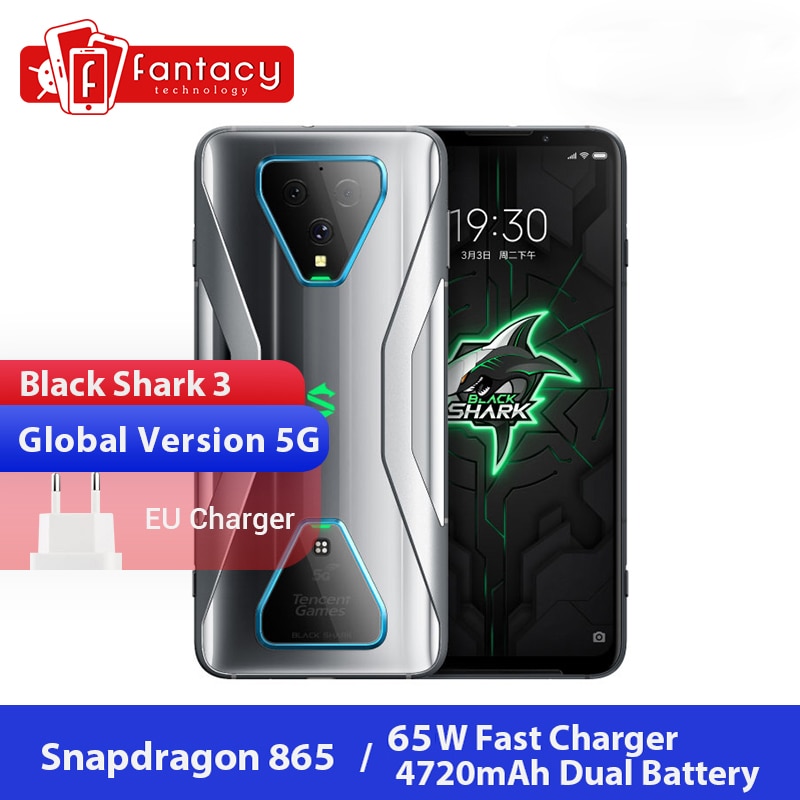 Global Version Black Shark 3 5G Snapdragon 865 8GB 128GB Game Phone Octa Core 64MP AI Triple Camera 65W UFS 3.0