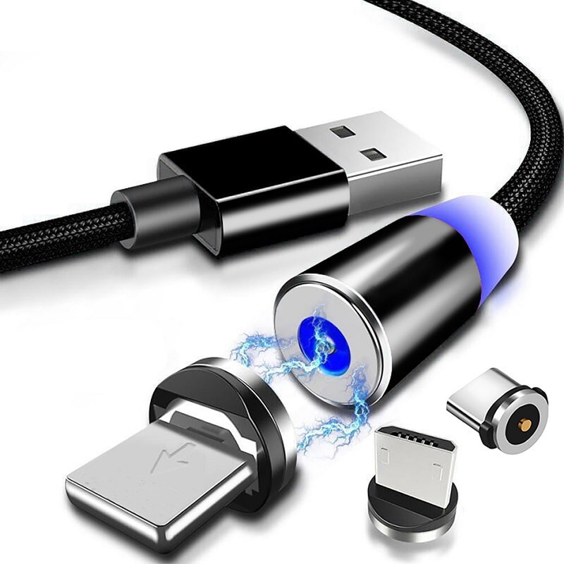 Round Magnetic Cable plug 8 Pin Type C Micro USB C Plugs Fast Charging Phone Magnet Charger Plug For iPhone 1m line chargering