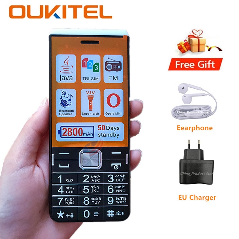 Earphone Gift! Oukitel L2801 Mobile Phone 2800mAh 3 SIM Elderly Big Speacker Fashion Strong Flashlight USB Keyboard Cellphone