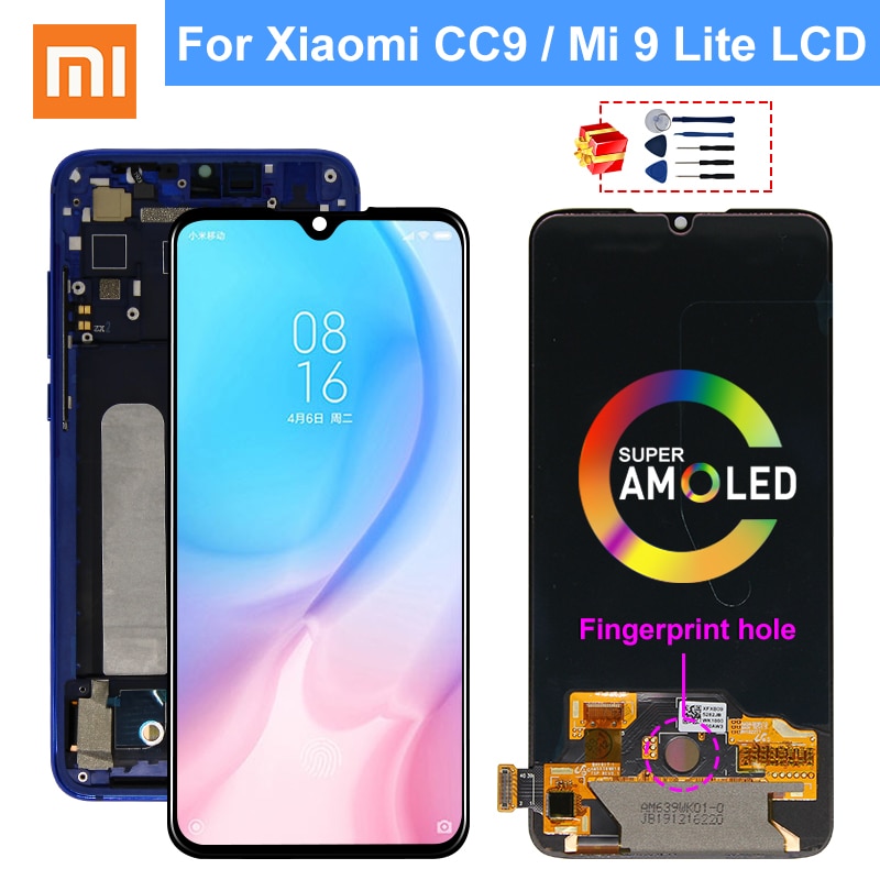 6.39" AMOLED For Xiaomi Mi CC9 LCD MI 9 Lite Display Touch Screen Digitizer For MI CC9 Display Replacement Parts