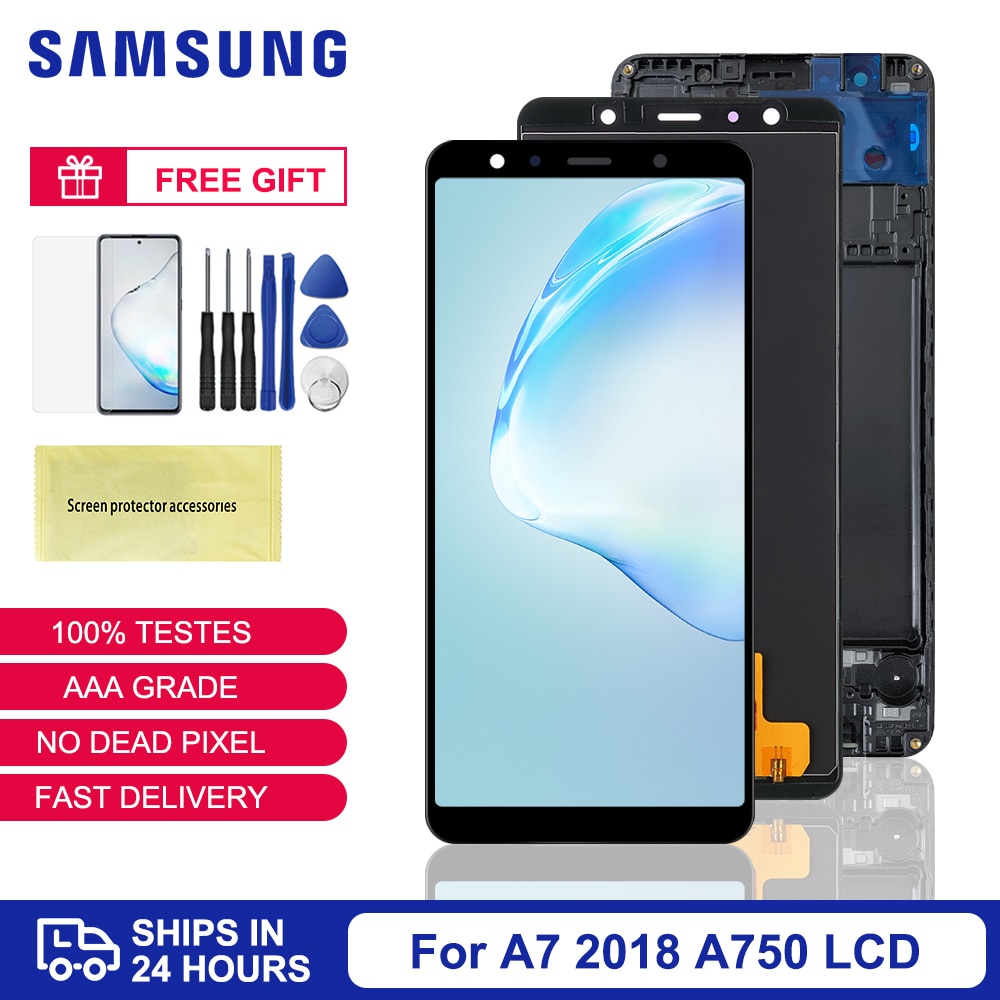 TFT A750 LCD For Samsung Galaxy A7 2018 LCD SM-A750F A750F A750 Display With Frame Touch Screen Digitizer Replacement Parts