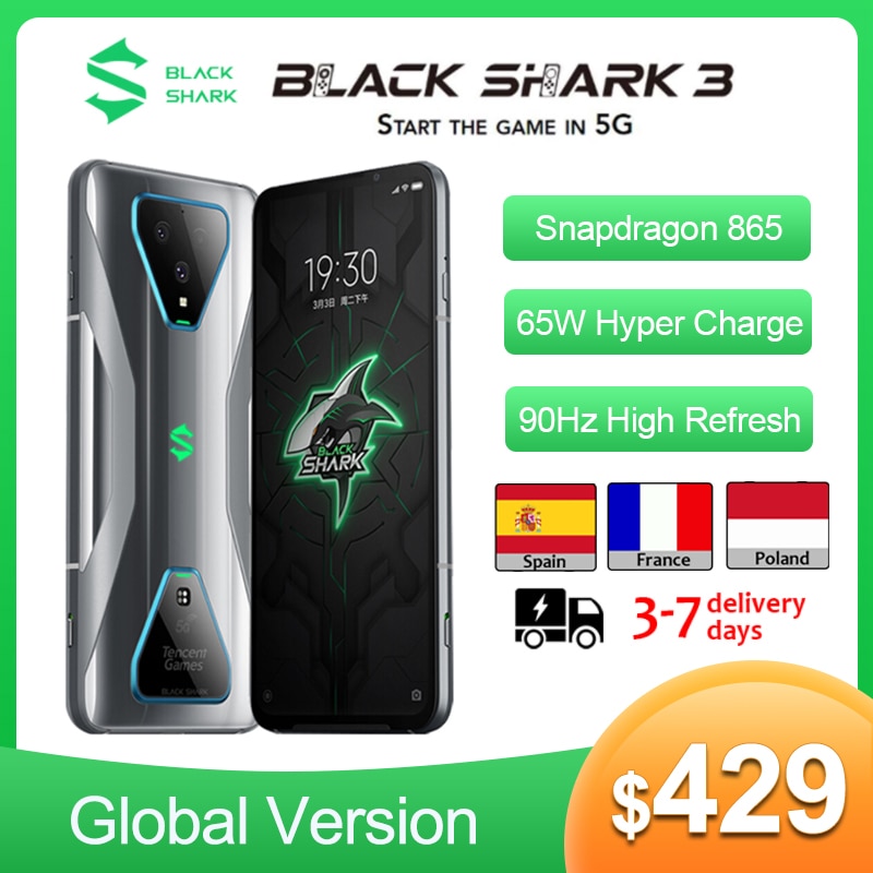 Global Version Black Shark 3 Gaming Phone 6.67" 8GB RAM 128GB ROM Snapdragon 865 5G Mobile Phone Dual SIM Android phones