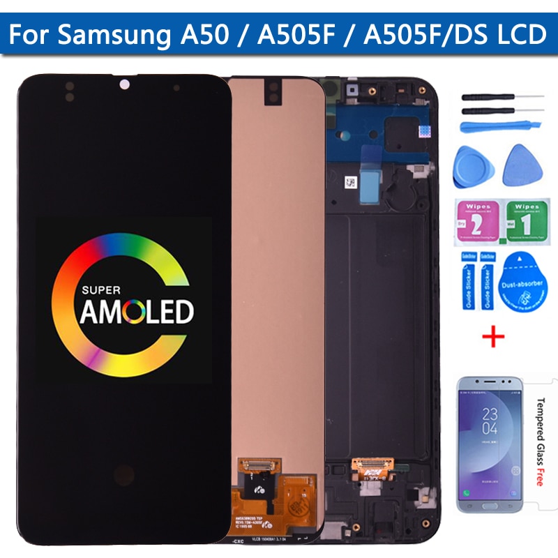 Super AMOLED 6.4" Display For Samsung Galaxy A50 A505 A505F/DS A505FD A505F A505A LCD Display Touch Screen Digitizer Glass Assem