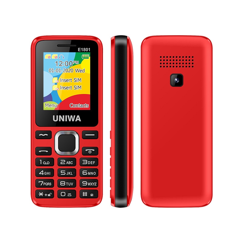 For Elder 2G GSM Bar Feature Mobile Phone Dual SIM CellPhone Wireless FM Radio Support TF Expansion Vibrator UNIWA E1801