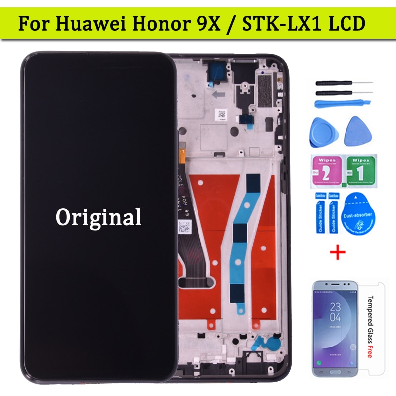 6.59‘’ Original For Huawei Honor 9X Global Premium LCD Display Touch Screen 10 touch Digitizer Assembly Frame STK-LX1 lcd