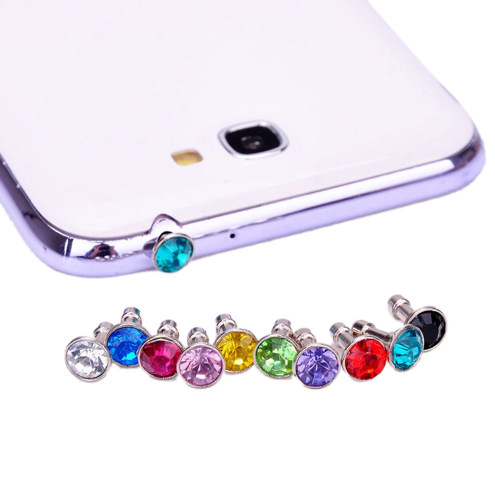 10pcs Universal 3.5mm Cell Phone Earphone Plug For iPhone 6 5s Samsung HTC Sony Headphone Jack Stopper Bling Diamond Dust Plug