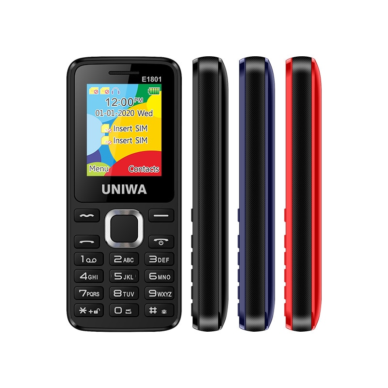 UNIWA E1801 2G GSM Bar Feature Mobile Phone Dual SIM CellPhone For Elder Wireless FM Radio Support TF Expansion Vibrator