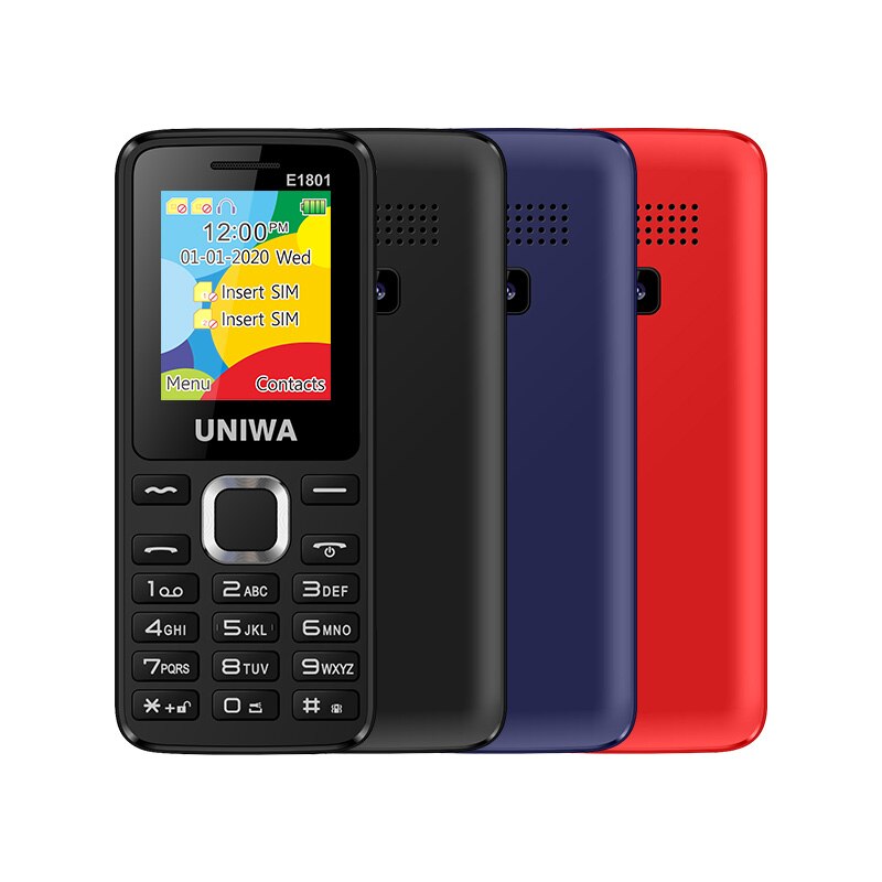 UNIWA E1801 Mini Mobile Phone Dual SIM 2G GSM SC6531E Bar Feature 800mAh 0.08MP For Students Elder Vibrator Torch Cellphone