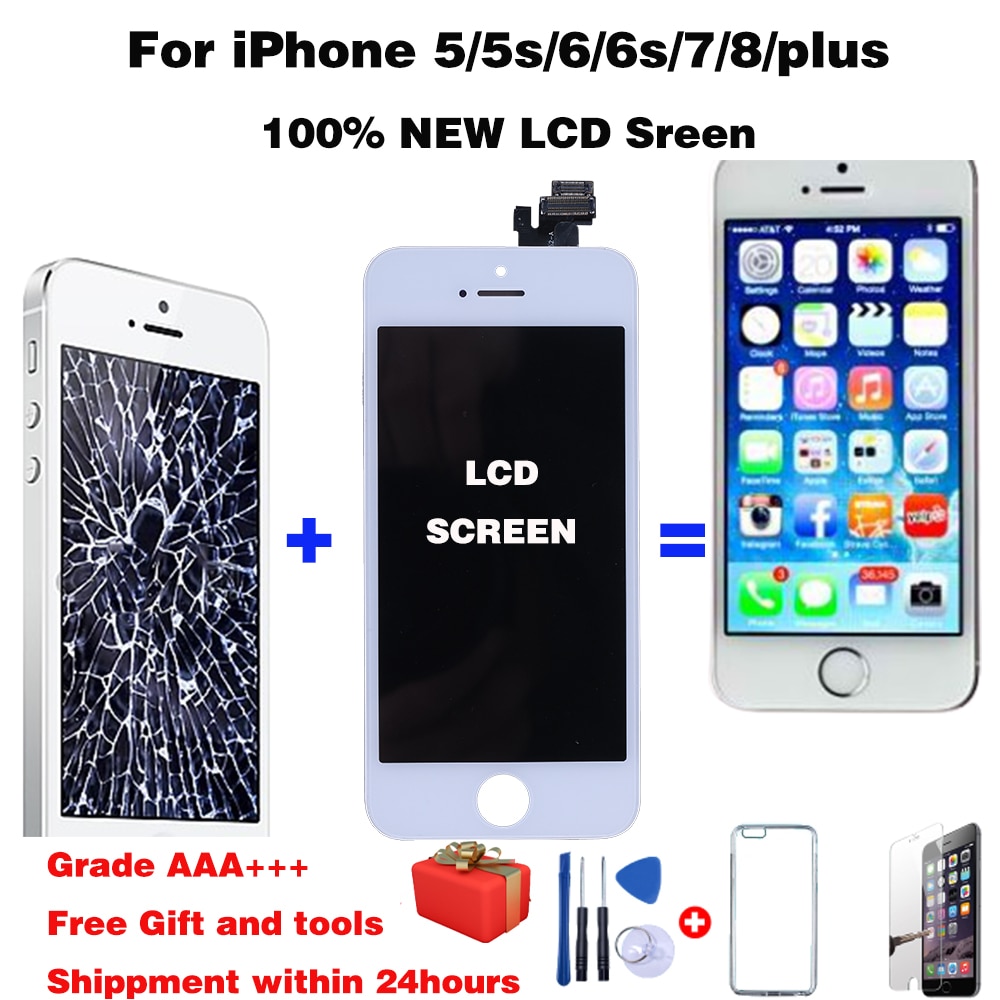 LCD Display For iPhone 5 6 7 8 6S Plus Touch Screen Replacement For iphone 4s lcd Display No Dead Pixel Grade AAA+++