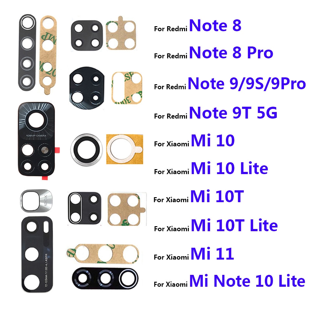 Back Rear Camera Glass Lens with Glue Replacement For Xiaomi Mi 10 Ultra 11Redmi Note 9Pro Max 8 10 Pro 9T 5G 9S 10 Lite 9A