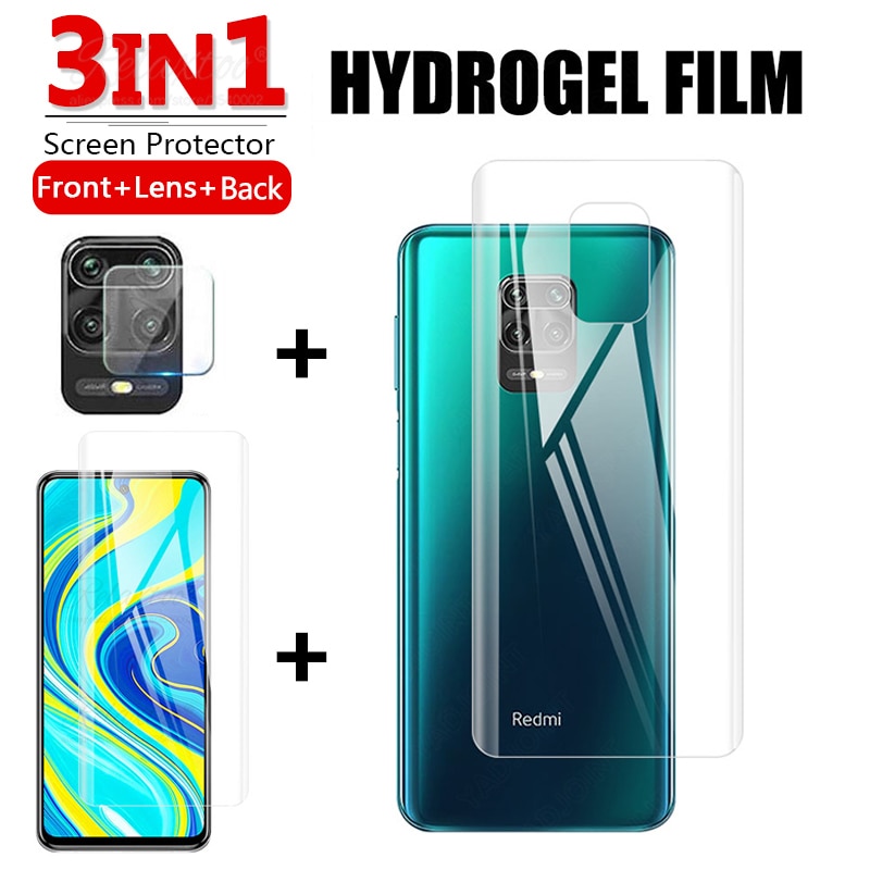 3IN1 Soft Hydrogel Film For xiaomi Redmi Note 9s 9 10 9t s Pro max Front+Back+Lens Screen Cover Protector on xiomi Redmy note9s