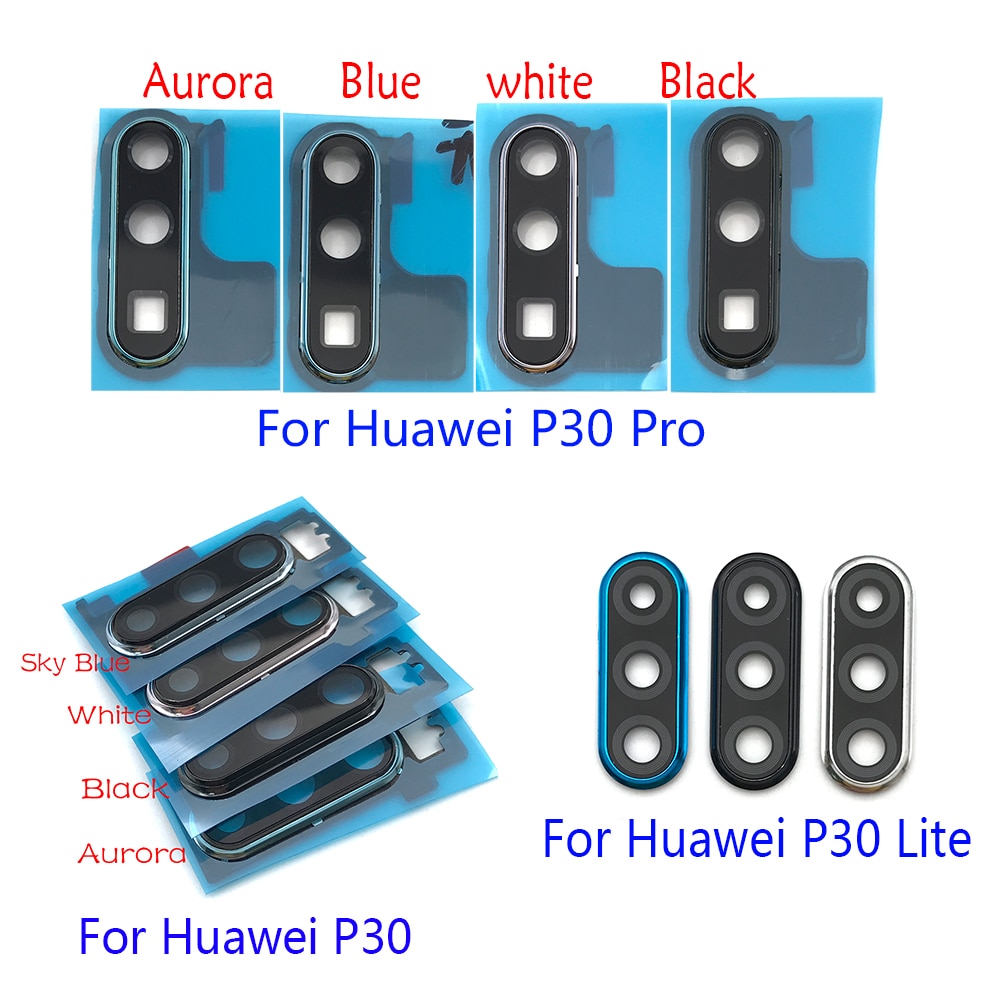 New Back Rear Camera Glass Lens With Cover Frame Holder And Glue Sticker Adhesive For Huawei P30 P40 Lite 5G P30 P40 Pro