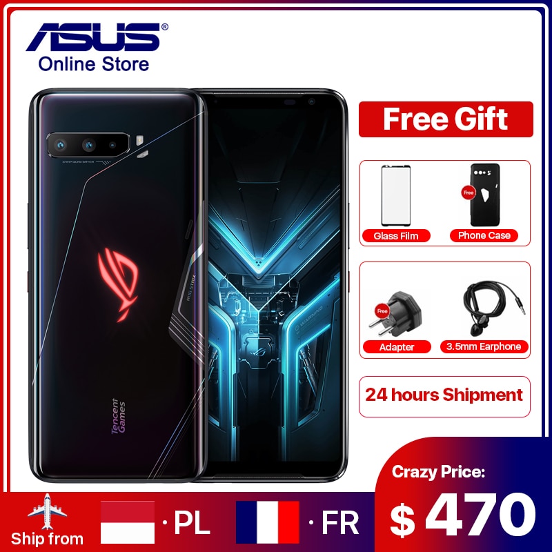 Global ROM ASUS ROG Phone 3 Gaming Phone 5G Smartphone Snapdragon 865 Plus 12G 256G Game Phone OTA Update Dual SIM 6.59 Inch