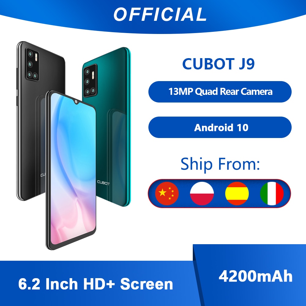 Cubot J9 Smartphone 6.2 Inch 4200mAh 13MP Triple Camera Google Android GO Dual SIM Card Telephone 2GB RAM +16GB ROM 3G Band