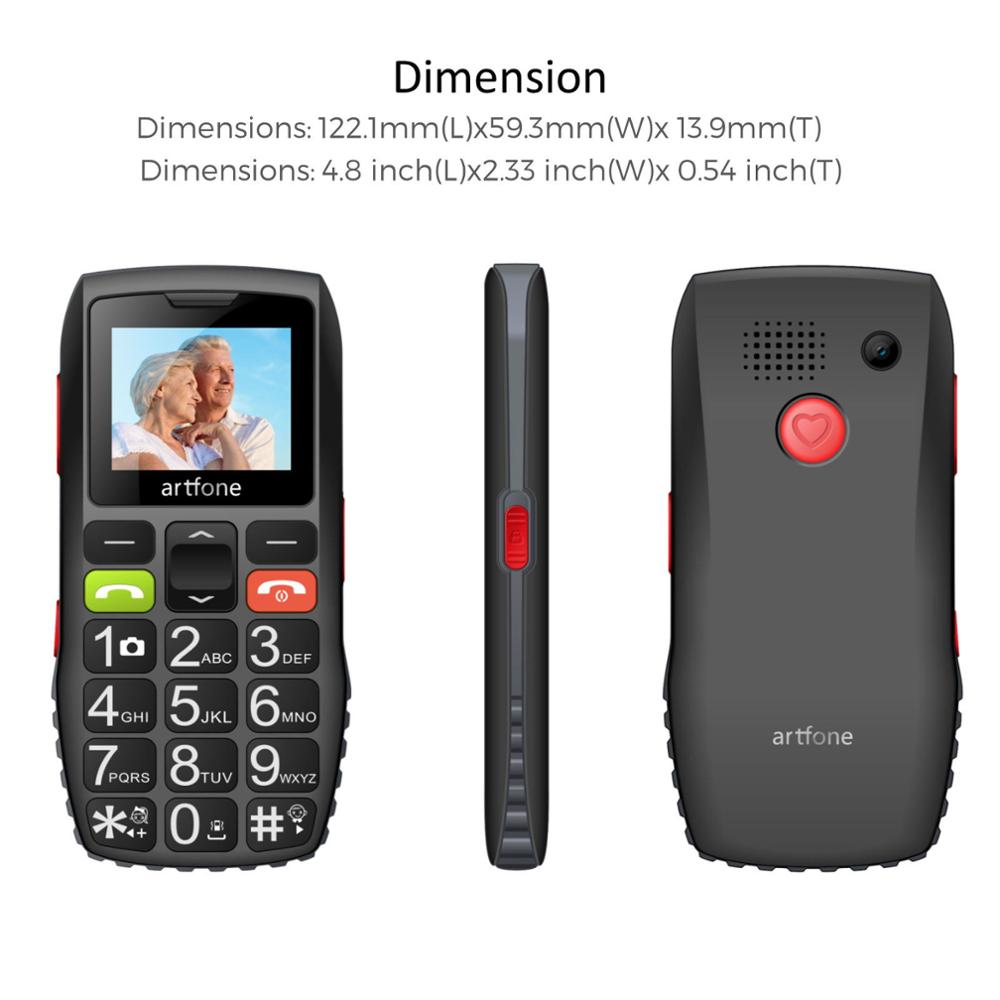 Artfone C1 Big Button Mobile Phone for Elderly, Unlocked Senior Mobile Phone With SOS Emergency Button,1400mAh Battery