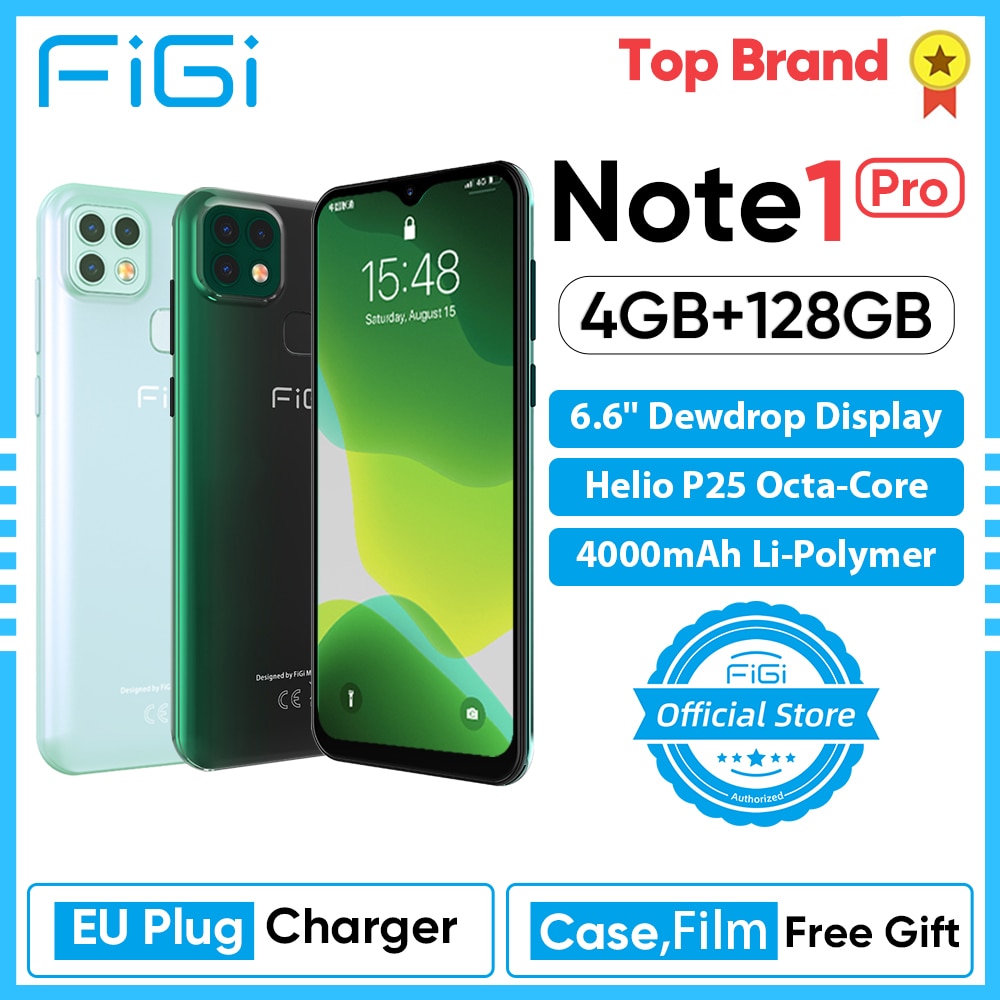 FIGI Note 1 Pro Smartphone 6.6 Display 4000mAh Battery Helio P25 Octa Core 4GB 128GB Mobile phone 16MP Triple Camera Telephone