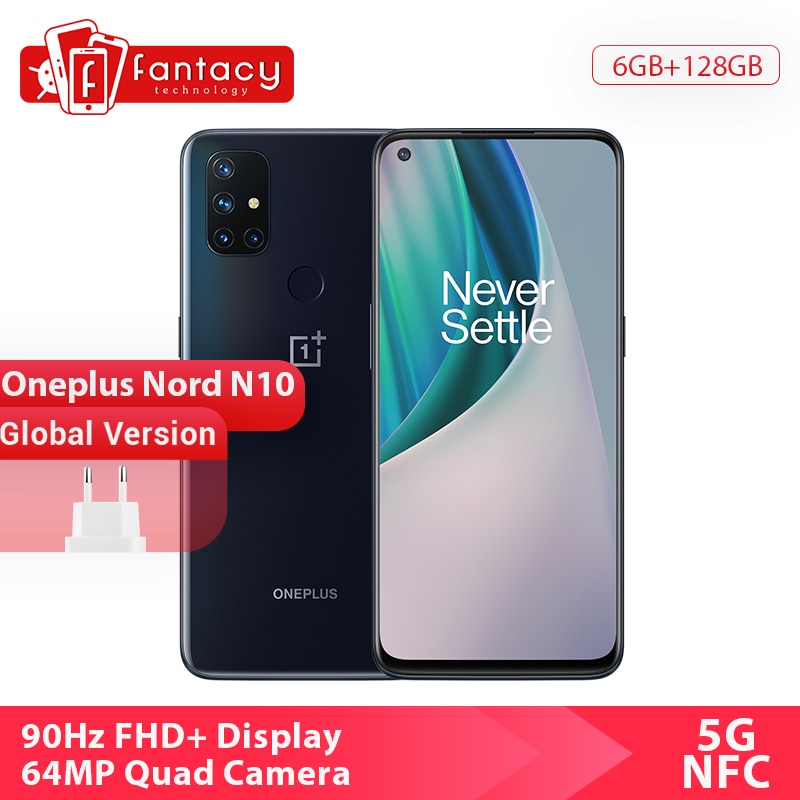 Global Version Oneplus Nord N10 5G Smartphone 6GB 128GB 64MP Quad Camera 6.49" 90Hz Display Warp Charge 30T 4300mAh Battary