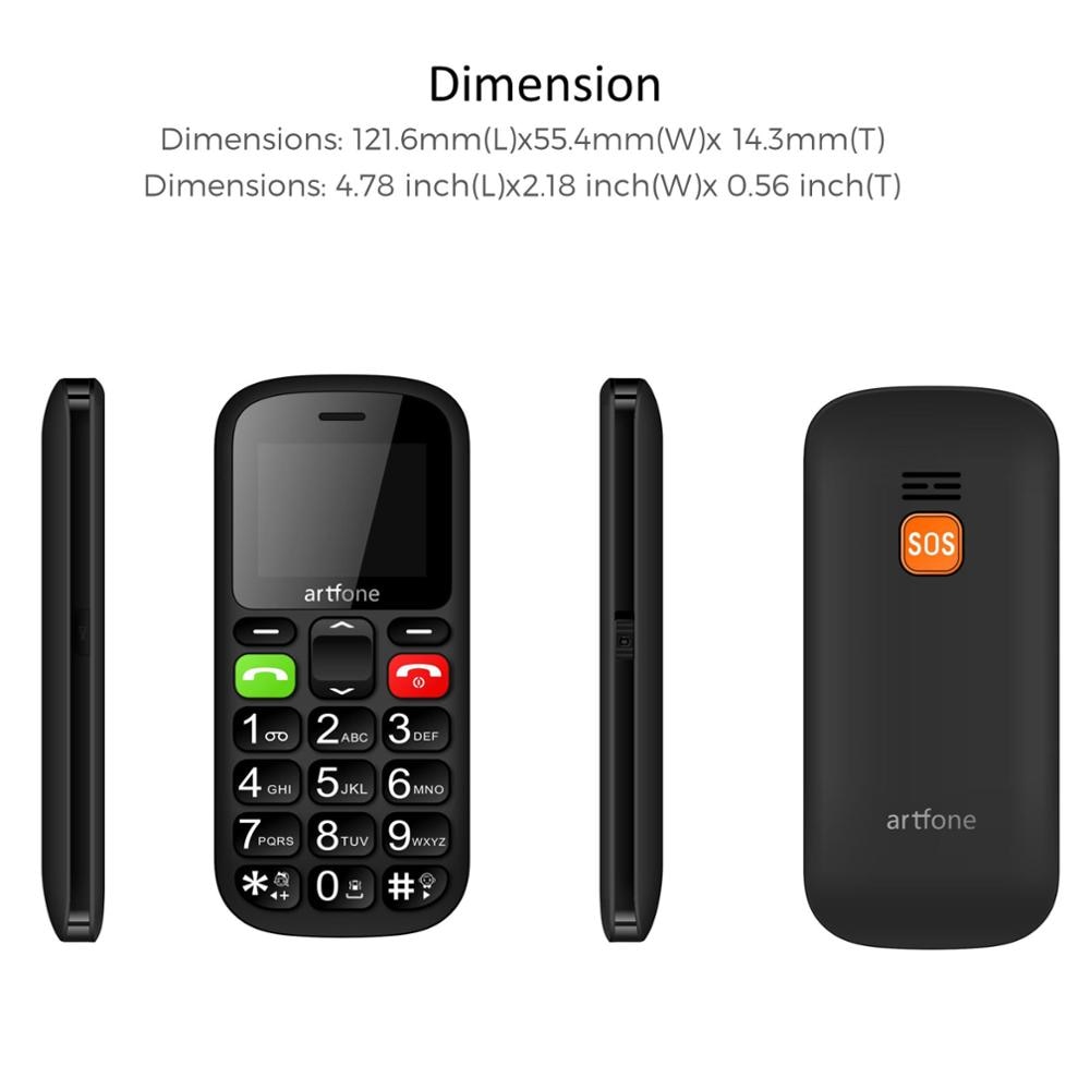 Big Button Mobile Phone for Elderly,Artfone CS181 Upgraded GSM Mobile Phone With SOS Button, Talking Number and Torch