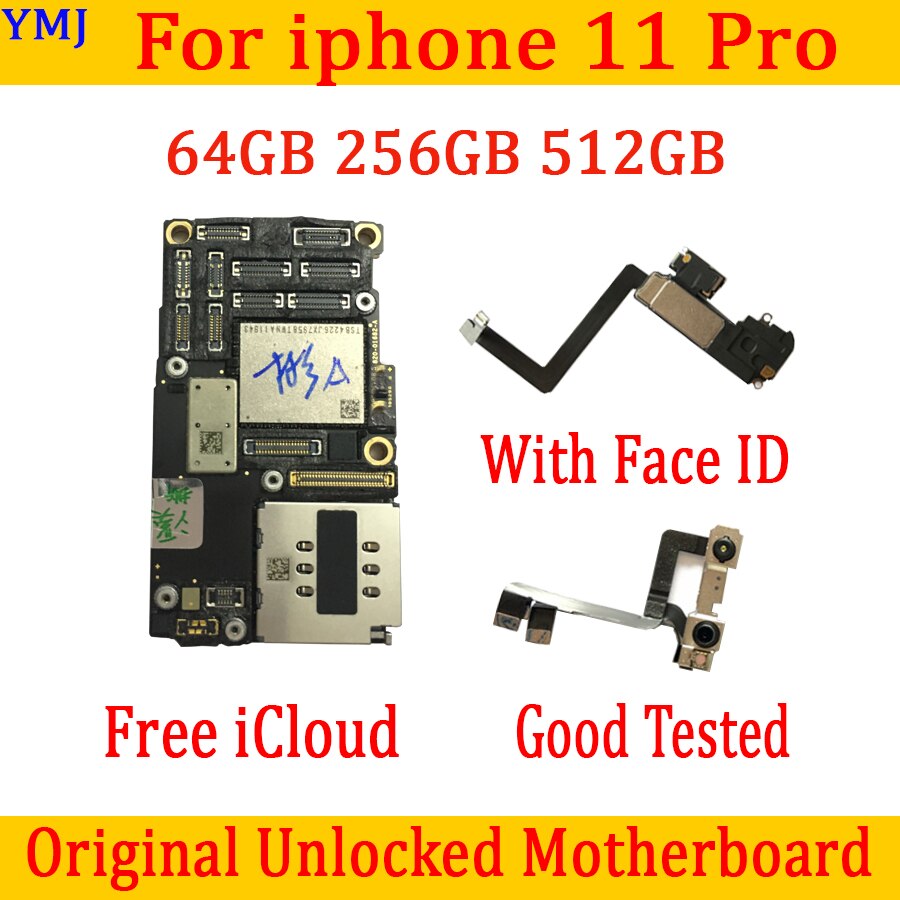 Original Motherboard For iPhone 11pro Motherboard With/NO Face ID Unlocked For iPhone11 pro Motherboard Clean iCloud With Chips