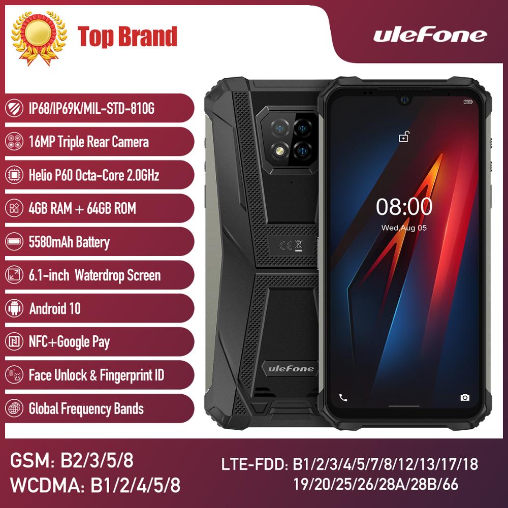 Ulefone Armor 8 4GB+64GB Play Store Smartphone Rugged Mobile Phone Helio P60 Octa-core 2.4G/5G WiFi 6.1 inches Android 10 Phone