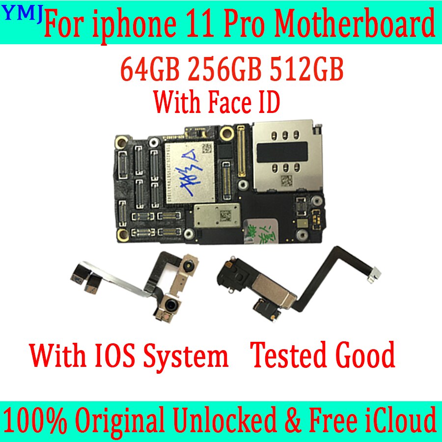 With Full Chips For iPhone 11 pro Motherboard 64GB 256GB Original Unlocked For iPhone 11pro Logic Mainboard Without/With Face ID