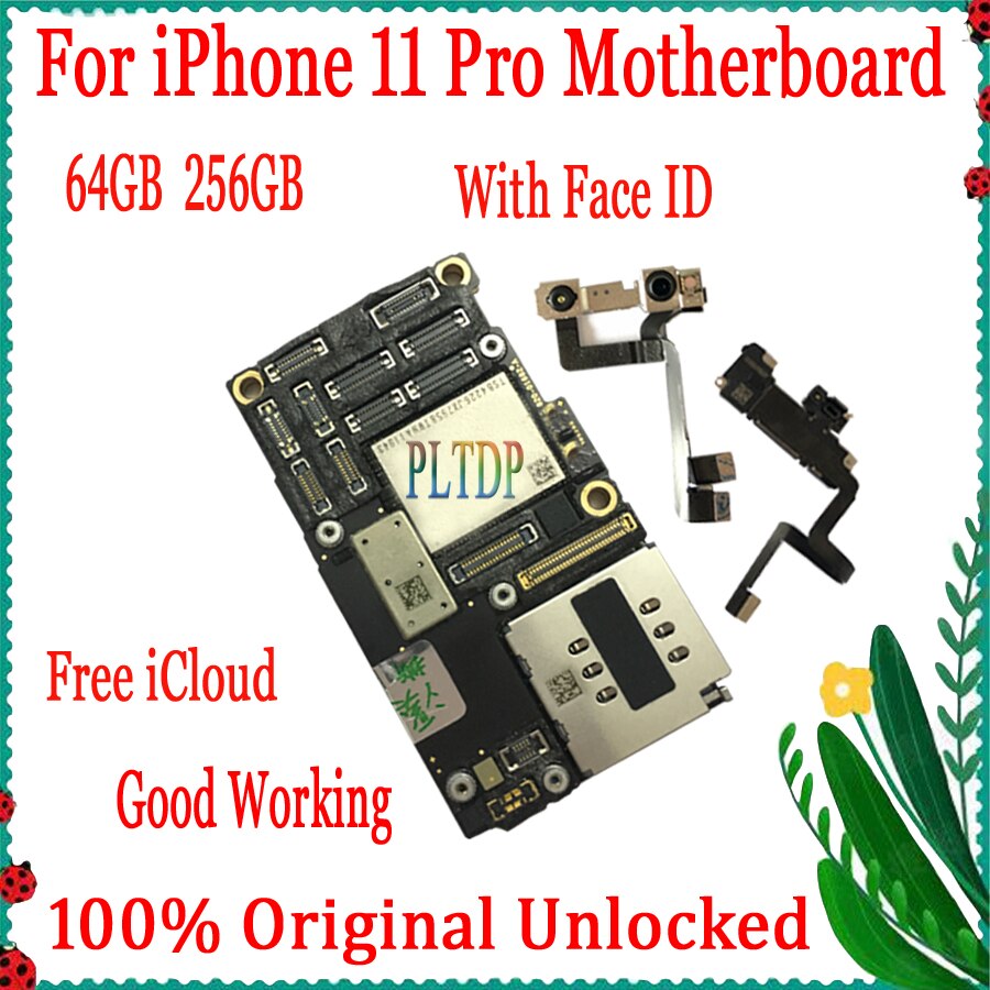 With Face ID For iphone 11 Pro Motherboard 64G 256G，Full Working Unlocked Logic Board For iPhone 11Pro Logic board 100% Original