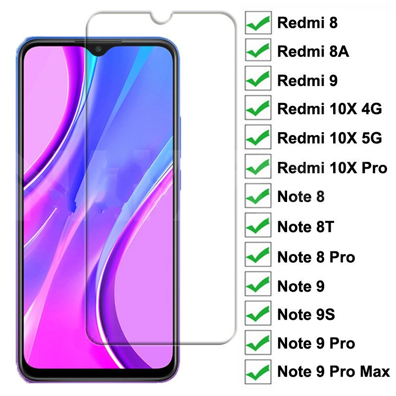 9H Tempered Glass For Xiaomi Redmi 9 8 8A 10X Screen Protector Glass Redmi 10X Note 8 8T 9S 9 Pro Max Safety Protective Glass