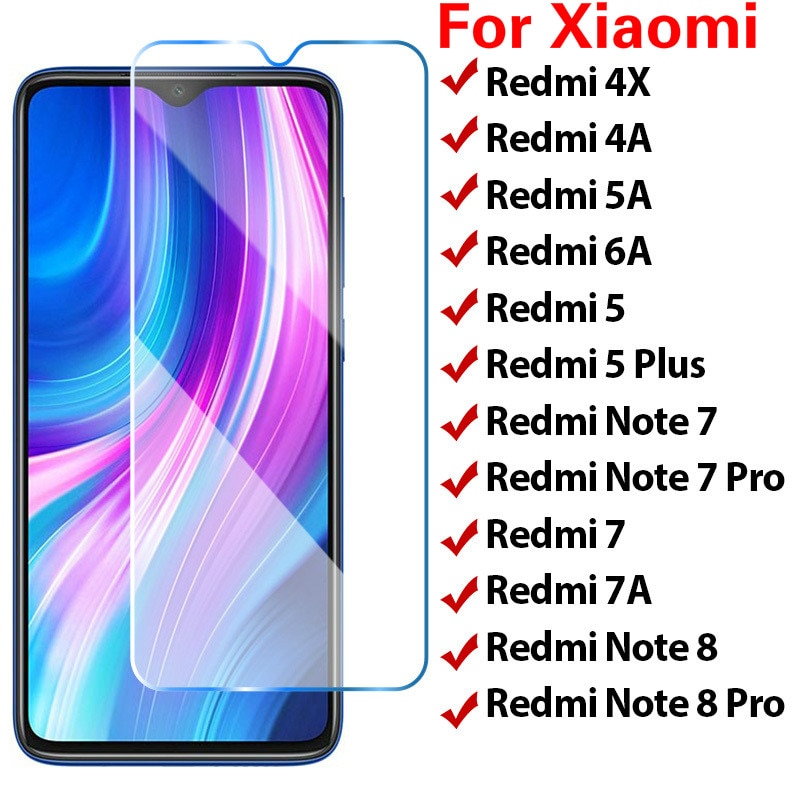 Toughed 9H HD Screen Protector for Xiaomi Redmi Note 7 K20 6 Pro 5 Plus Tempered Film Protective Glass on Redmi 7A 6A 5A 4A 4X