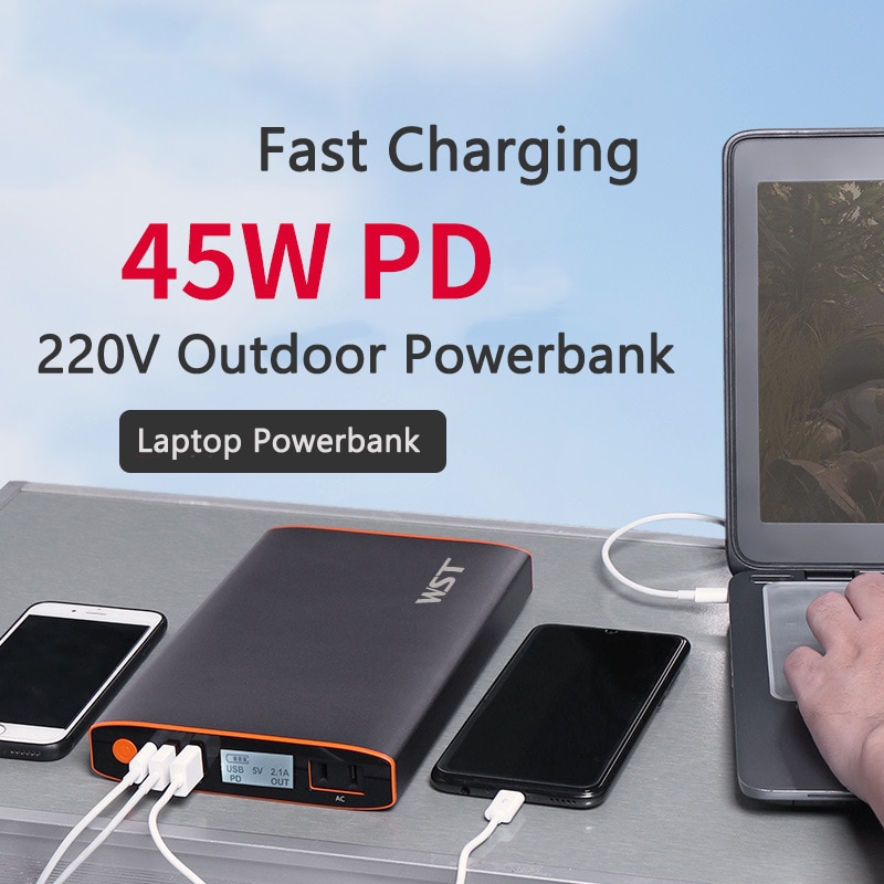 27200mAh Power Bank 220V Outdoor Power Supply PD 45W for Notebook Laptop Powerbank For iPhone iPad QC3.0 Fast Charge Poverbank