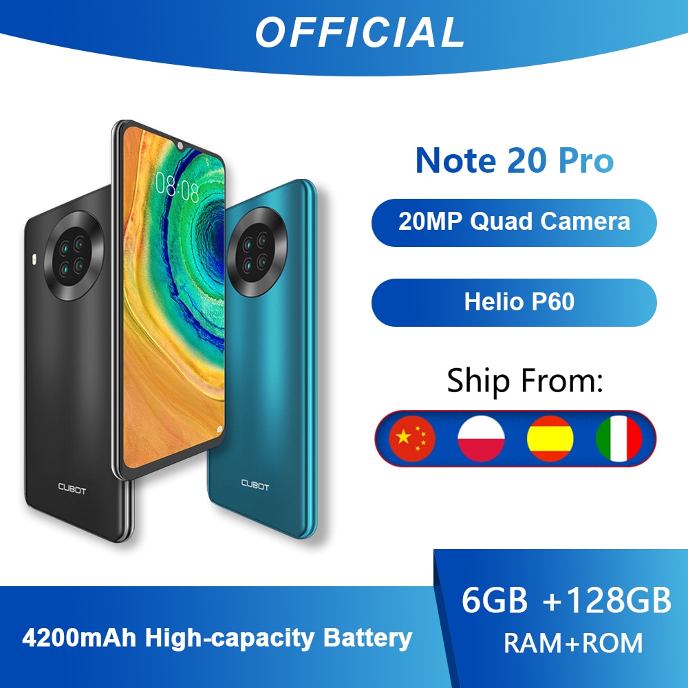 Cubot Note 20 Pro Quad Camera Smartphone NFC 6/8GB+128GB 6.5" 4200mAh Android 10 Dual SIM Telephone 4G LTE celular Note20 Pro