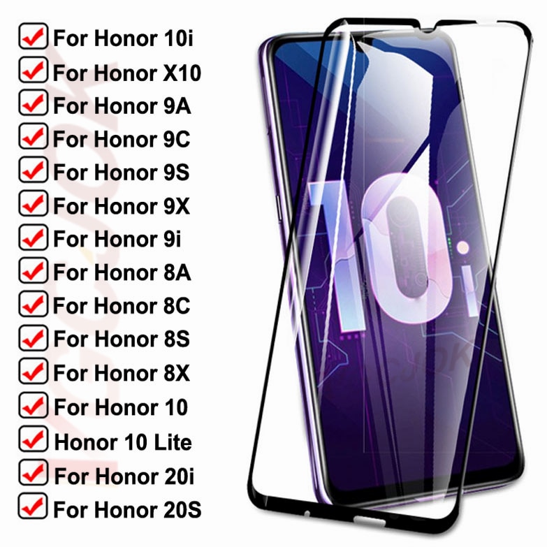 15D Tempered Glass For Huawei honor 10i 9i 20i 20S X10 Protective Glass Honor 10 Lite 8A 8X 8S 8C 9A 9X 9C 9S Screen Safety Film