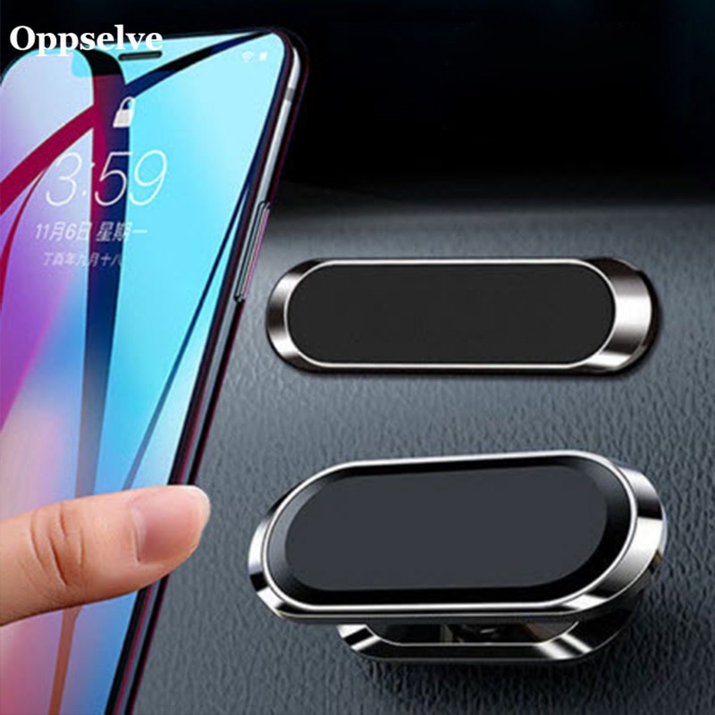 Oppselve Magnetic Car Phone Holder Rotatable Mini Strip Shape Stand For Huawei Metal Strong Magnet GPS Car Mount for iPhone 11